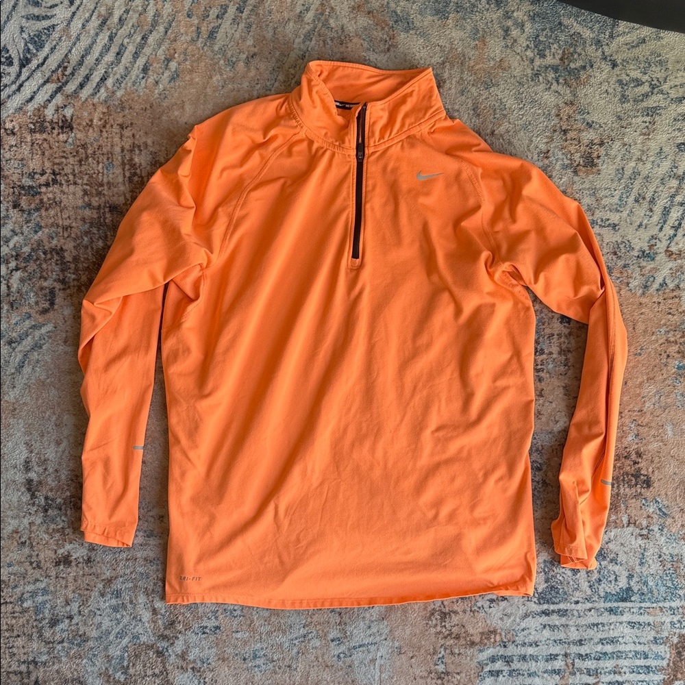 Nike Men’s Orange Dri-fit Half-Zip Performance Pullover Shirt